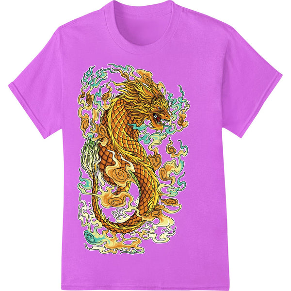 Fiery Chinese Dragon - Mythical Heat Transfer Design - SUPERDTF - DTF Prints - DTF Transfers - Custom DTF Prints