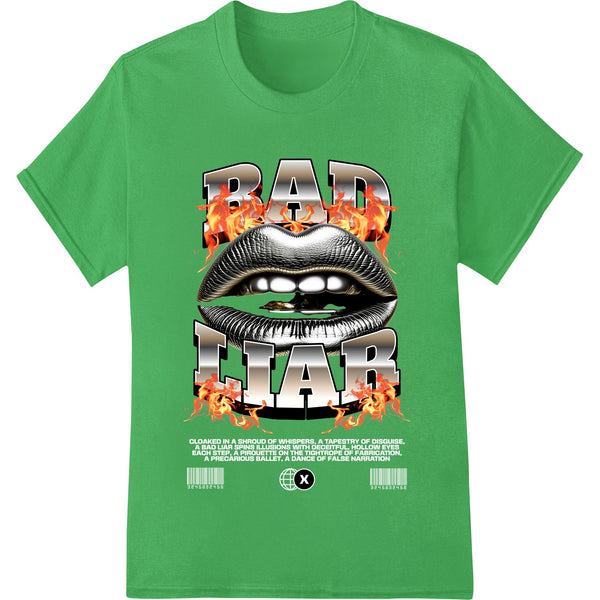 Fiery Chrome Lips BAD LIAR | DTF Print Heat Transfer - SUPERDTF - DTF Prints - DTF Transfers - Custom DTF Prints