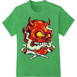 Fiery Devil Skull Heat Transfer | Bold Halloween Design - SUPERDTF - DTF Prints - DTF Transfers - Custom DTF Prints