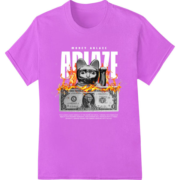 Fiery Feline Funny Money DTF Heat Transfer Print - SUPERDTF - DTF Prints - DTF Transfers - Custom DTF Prints