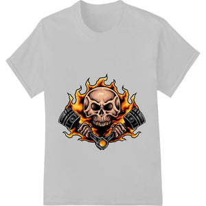 Fiery Skull Crossed Pistons DTF Print for Edgy Apparel - SUPERDTF - DTF Prints - DTF Transfers - Custom DTF Prints