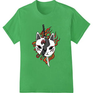 Flaming Cat Skull: Edgy Gothic DTF Print Heat Transfer - SUPERDTF - DTF Prints - DTF Transfers - Custom DTF Prints