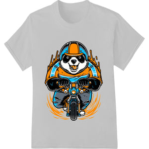 Flaming Panda Motorcycle Rider - Edgy Cartoon Heat Transfer - SUPERDTF - DTF Prints - DTF Transfers - Custom DTF Prints