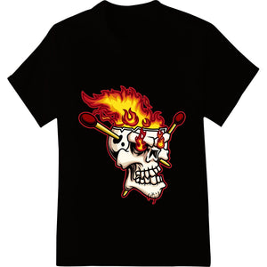 Flaming Skull Cartoon DTF Print Heat Transfer - SUPERDTF - DTF Prints - DTF Transfers - Custom DTF Prints