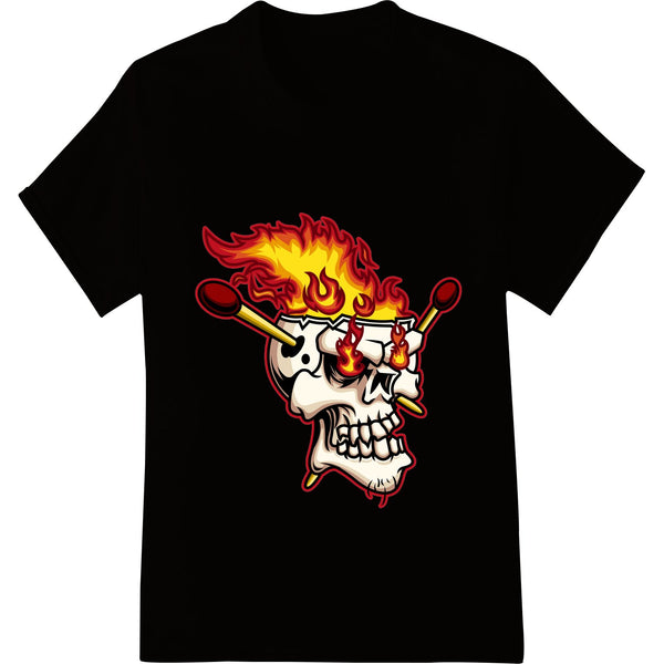 Flaming Skull Cartoon DTF Print Heat Transfer - SUPERDTF - DTF Prints - DTF Transfers - Custom DTF Prints