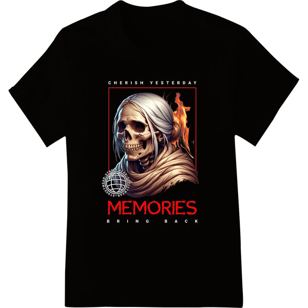 Flaming Skull of Lost Memories - Macabre Heat Transfer Print - SUPERDTF - DTF Prints - DTF Transfers - Custom DTF Prints