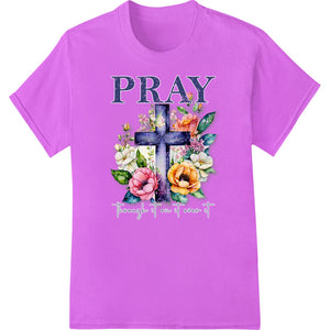 Floral Cross 'PRAY' Inspirational Easter DTF Print Transfer - SUPERDTF - DTF Prints - DTF Transfers - Custom DTF Prints