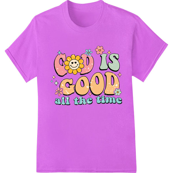 Floral Smiley Face "God is Good" DTF Print Heat Transfer - SUPERDTF - DTF Prints - DTF Transfers - Custom DTF Prints