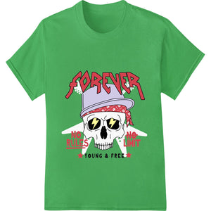 Forever Young & Free: Rebel Skull DTF Print Heat Transfer - SUPERDTF - DTF Prints - DTF Transfers - Custom DTF Prints