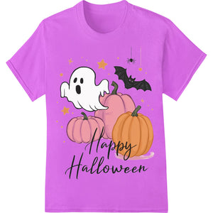 Friendly Ghost & Pumpkins Happy Halloween Heat Transfer - SUPERDTF - DTF Prints - DTF Transfers - Custom DTF Prints