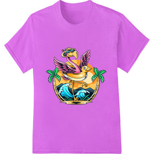 Funky Flamingo Beach Vibes DTF Print Heat Transfer - SUPERDTF - DTF Prints - DTF Transfers - Custom DTF Prints