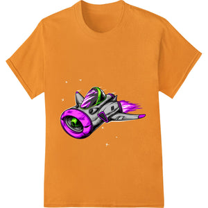 Futuristic Rocket Blasts Off in Vivid Purple and Green - SUPERDTF - DTF Prints - DTF Transfers - Custom DTF Prints