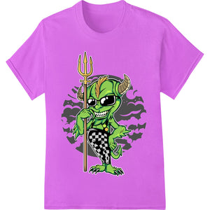 Grinning Alien Monster with Trident - Wicked Halloween Print - SUPERDTF - DTF Prints - DTF Transfers - Custom DTF Prints