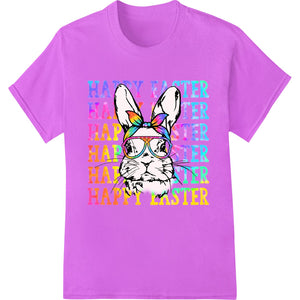 Hoppy Easter Bunny with Heart Sunglasses Rainbow Design - SUPERDTF - DTF Prints - DTF Transfers - Custom DTF Prints