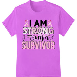 I AM STRONG Breast Cancer Survivor DTF Print Heat Transfer - SUPERDTF - DTF Prints - DTF Transfers - Custom DTF Prints