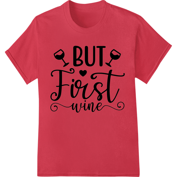 Indulge in Style: "But First Wine" DTF Print Heat Transfer - SUPERDTF - DTF Prints - DTF Transfers - Custom DTF Prints