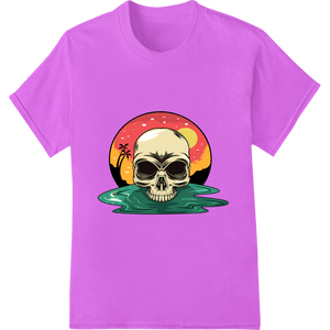 Island Skull Sunset - Edgy Tropical Heat Transfer Design - SUPERDTF - DTF Prints - DTF Transfers - Custom DTF Prints