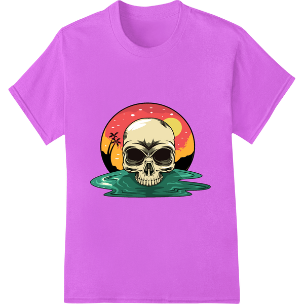 Island Skull Sunset - Edgy Tropical Heat Transfer Design - SUPERDTF - DTF Prints - DTF Transfers - Custom DTF Prints