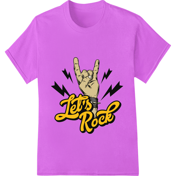 Let's Rock: Bold Gold 'Rock On' Hand Heat Transfer - SUPERDTF - DTF Prints - DTF Transfers - Custom DTF Prints