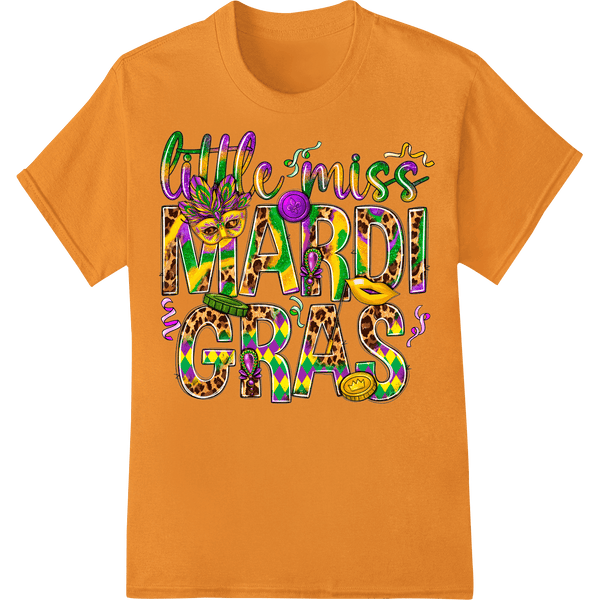 Little Miss Mardi Gras: Festive Heat Transfer Design - SUPERDTF - DTF Prints - DTF Transfers - Custom DTF Prints