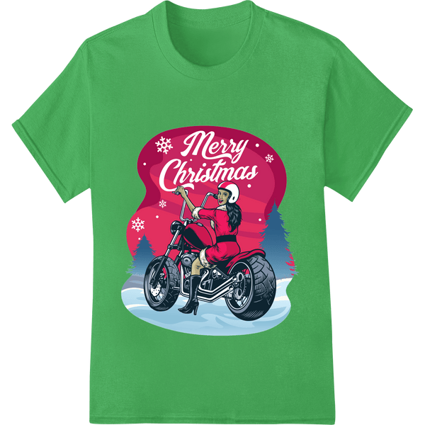 Merry Christmas Motorcycle Santa Heat Transfer Print - SUPERDTF - DTF Prints - DTF Transfers - Custom DTF Prints