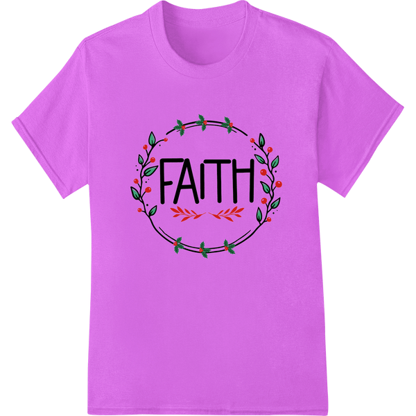 Minimalist Christmas Wreath with 'FAITH' Message - SUPERDTF - DTF Prints - DTF Transfers - Custom DTF Prints