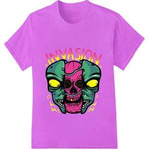 Neon Alien Skull Invasion: Bold DTF Print for Edgy Style - SUPERDTF - DTF Prints - DTF Transfers - Custom DTF Prints