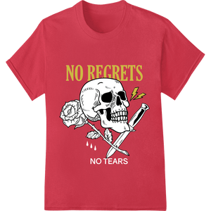 NO REGRETS Edgy Skull DTF Print Heat Transfer by Super DTF - SUPERDTF - DTF Prints - DTF Transfers - Custom DTF Prints