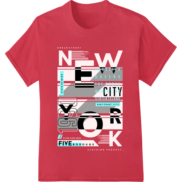 NYC Five Boroughs Typography DTF Print Heat Transfer - SUPERDTF - DTF Prints - DTF Transfers - Custom DTF Prints