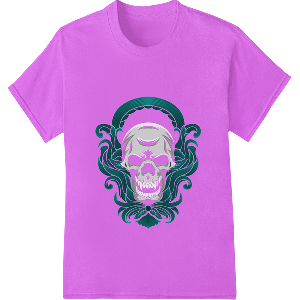 Ornate Teal Skull Flourish - Gothic DTF Heat Transfer Print - SUPERDTF - DTF Prints - DTF Transfers - Custom DTF Prints