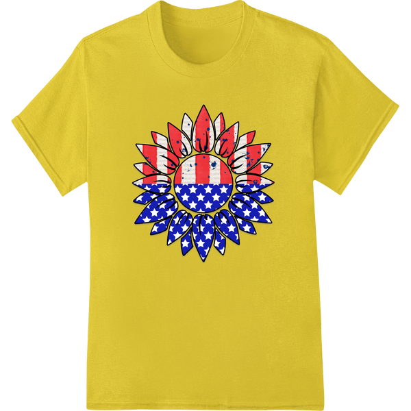 Patriotic Sunflower: American Flag Fusion Design - SUPERDTF - DTF Prints - DTF Transfers - Custom DTF Prints