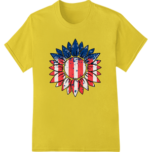 Patriotic Sunflower - USA Red White & Blue Stripe Design - SUPERDTF - DTF Prints - DTF Transfers - Custom DTF Prints