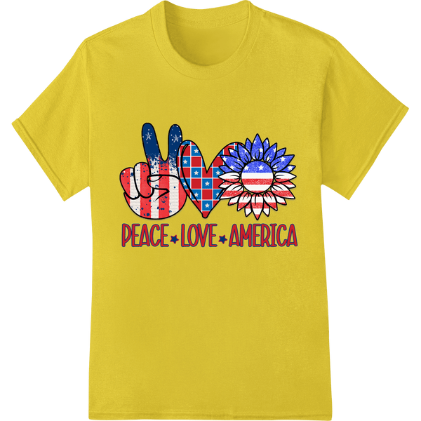 Peace + Love + America: Patriotic DTF Print Heat Transfer - SUPERDTF - DTF Prints - DTF Transfers - Custom DTF Prints