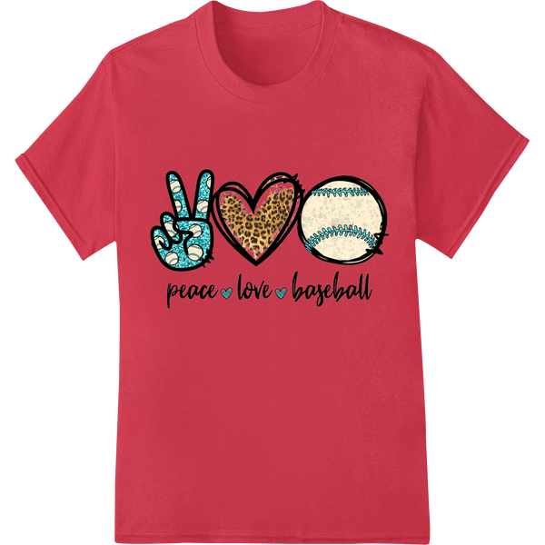 Peace Love Baseball - Fun Leopard Print DTF Heat Transfer - SUPERDTF - DTF Prints - DTF Transfers - Custom DTF Prints