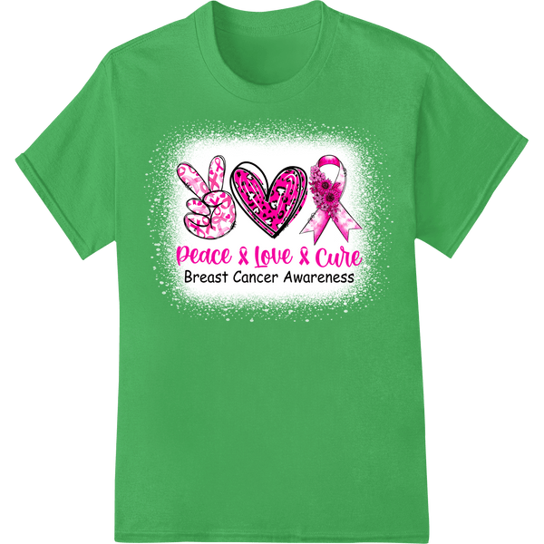 Peace, Love, Cure Breast Cancer DTF Heat Transfer - SUPERDTF - DTF Prints - DTF Transfers - Custom DTF Prints