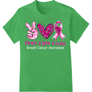 Peace, Love & Cure: Support Breast Cancer Awareness - SUPERDTF - DTF Prints - DTF Transfers - Custom DTF Prints