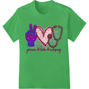 Peace, Love, Nursing: Vibrant Valentine's Medical Design - SUPERDTF - DTF Prints - DTF Transfers - Custom DTF Prints