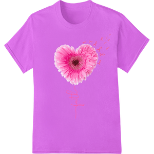 Pink Gerbera Daisy Heart DTF Print Heat Transfer Design - SUPERDTF - DTF Prints - DTF Transfers - Custom DTF Prints