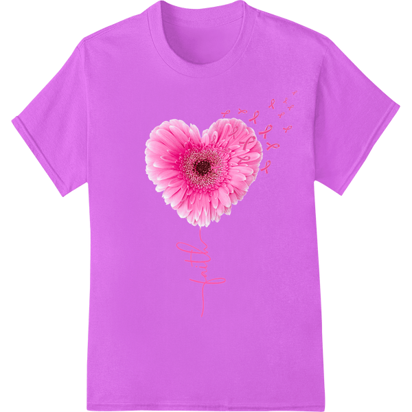 Pink Gerbera Daisy Heart DTF Print Heat Transfer Design - SUPERDTF - DTF Prints - DTF Transfers - Custom DTF Prints