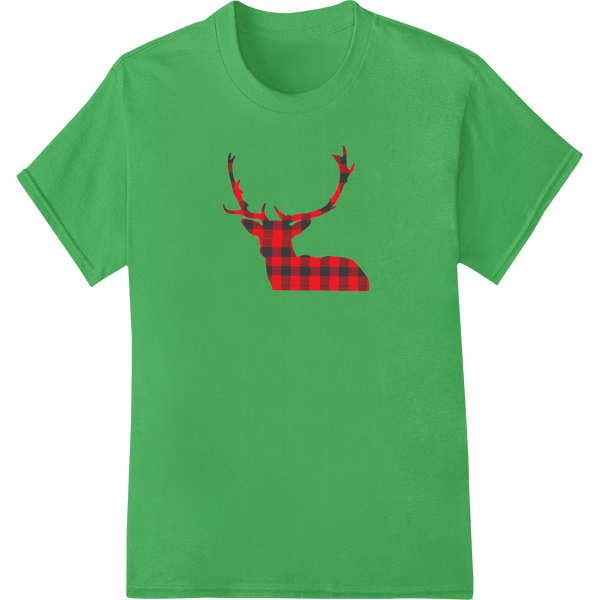 Plaid Deer Silhouette - Festive DTF Heat Transfer - SUPERDTF - DTF Prints - DTF Transfers - Custom DTF Prints