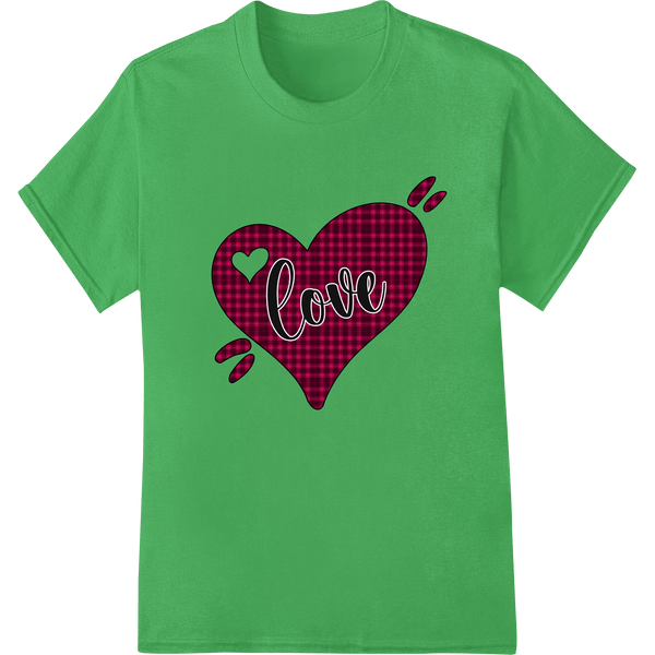 Plaid Love Heart: Vibrant Valentine's Day Heat Transfer - SUPERDTF - DTF Prints - DTF Transfers - Custom DTF Prints