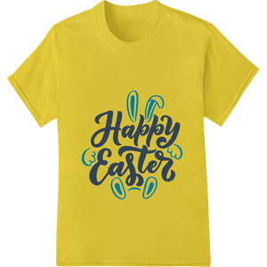 Playful 'Happy Easter' in Blue with Bunny Ear Accents - SUPERDTF - DTF Prints - DTF Transfers - Custom DTF Prints