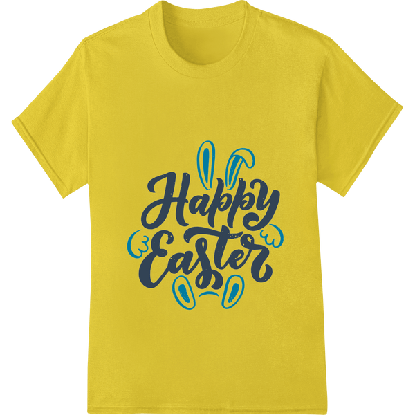 Playful 'Happy Easter' in Blue with Bunny Ear Accents - SUPERDTF - DTF Prints - DTF Transfers - Custom DTF Prints