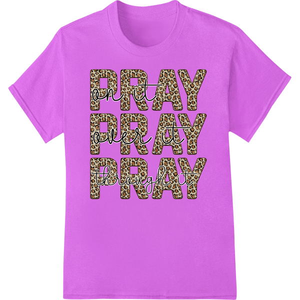 Pray Pray Pray: Leopard Print Faith Heat Transfer Design - SUPERDTF - DTF Prints - DTF Transfers - Custom DTF Prints