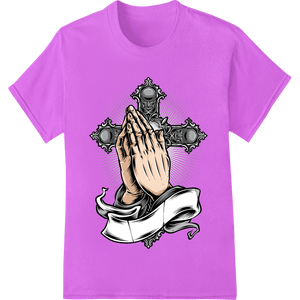 Praying Hands Baroque Cross Vector Illustration Design - SUPERDTF - DTF Prints - DTF Transfers - Custom DTF Prints