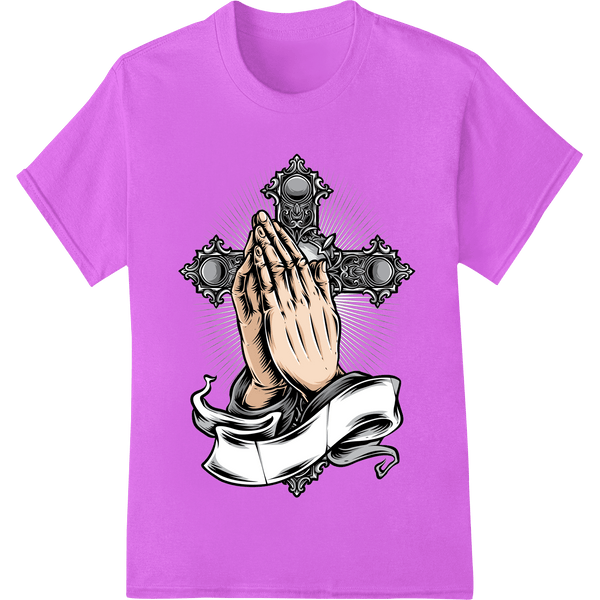 Praying Hands Baroque Cross Vector Illustration Design - SUPERDTF - DTF Prints - DTF Transfers - Custom DTF Prints