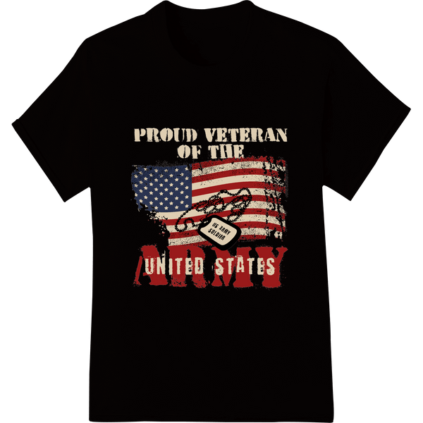 Proud U.S. Army Veteran | Patriotic Dog Tag Flag Design - SUPERDTF - DTF Prints - DTF Transfers - Custom DTF Prints